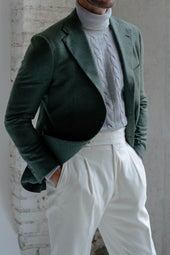 Green Jacket In Wool And Cashmere Made In Italy