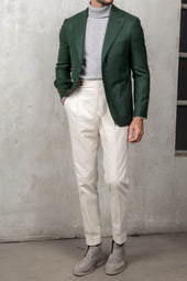 Green Jacket In Wool And Cashmere Made In Italy
