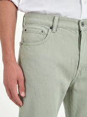 Green Straight Linen Blend Jeans Made In Italy