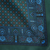 Green Miniature Floral Mosaic Silk Pocket Square