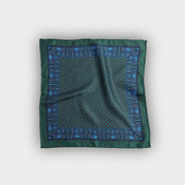 Green Miniature Floral Mosaic Silk Pocket Square