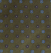Green Miniature Floral Motif Silk Tie