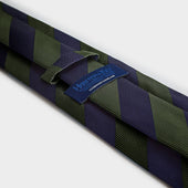 Green Block Stripe Silk Tie