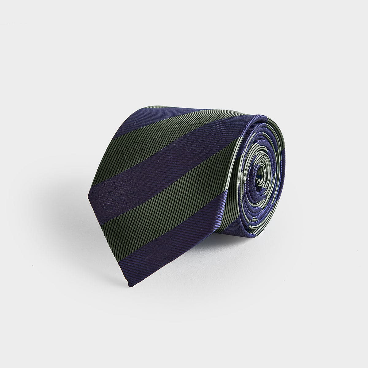 Green Block Stripe Silk Tie