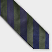 Green Block Stripe Silk Tie