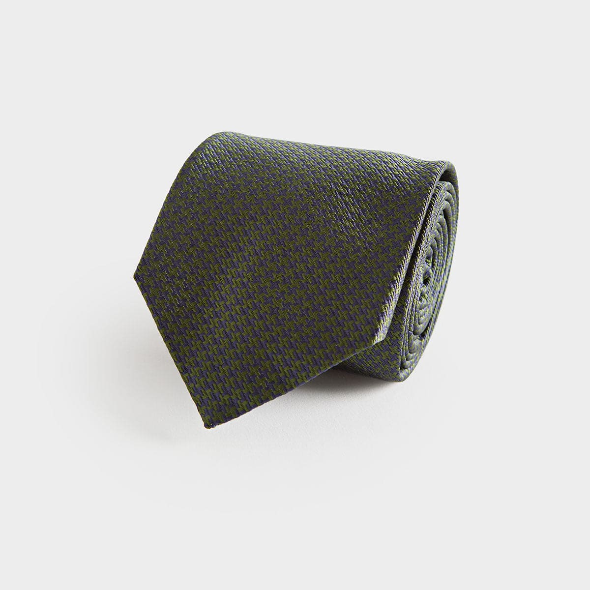 Green Navy Houndstooth Silk Tie