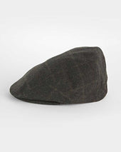 Green Orange Cream Check Loden Wool Flat Cap