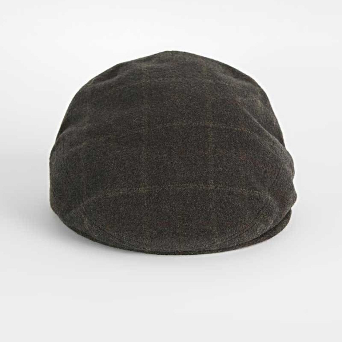 Green Orange Cream Check Loden Wool Flat Cap
