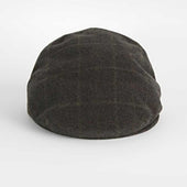Green, Orange & Cream Check Loden Wool Flat Cap