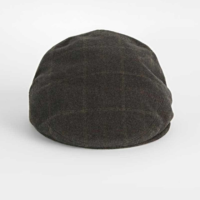Green, Orange & Cream Check Loden Wool Flat Cap