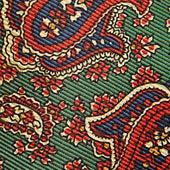 Green Paisley Motif Printed Silk Tie