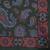 Green Paisley Motif Silk Pocket Square