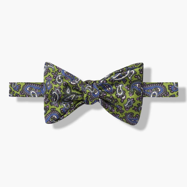 Green Paisley Silk Bow Tie
