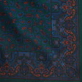Green Persian Paisley Silk Pocket Square