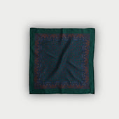Green Persian Paisley Silk Pocket Square