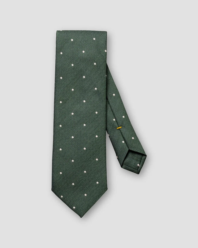 Grüne Krawatte aus Seiden-Baumwoll-Gemisch mit Polka Dots