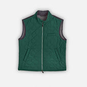 Green Quilted Gilet With Navy Knitted Back