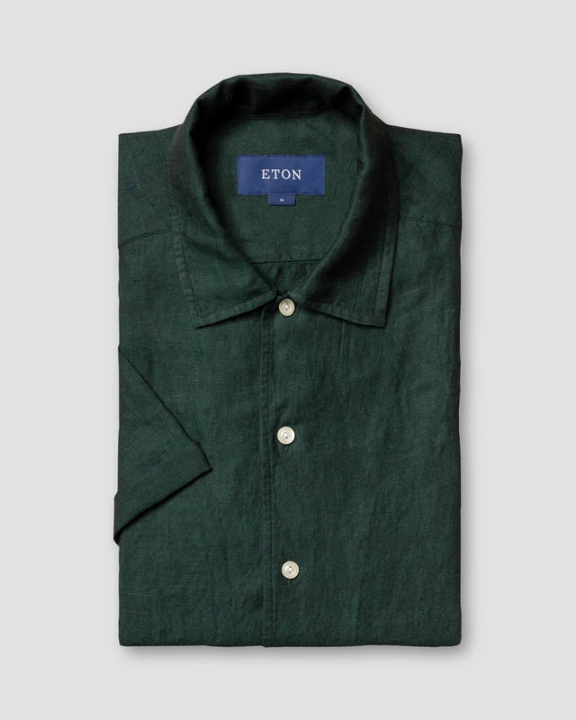 Green resort linen shirt - Eton