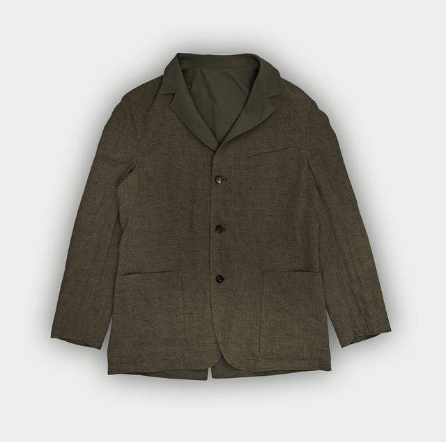 Green Reversible Linen Varzi Jacket