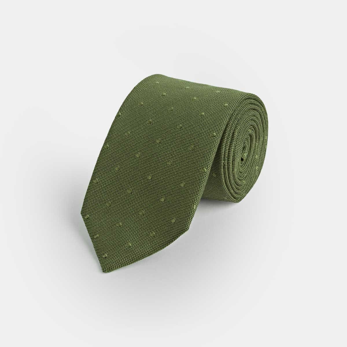 Green Self Spot Wool Silk Blend Tie