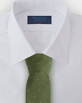 Green Self Spot Wool Silk Blend Tie