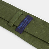 Green Self Spot Wool Silk Blend Tie