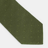 Green Self Spot Wool Silk Blend Tie