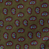 Green Silk Tie With Micro Paisley Motif