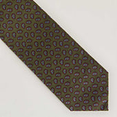Green Silk Tie With Micro Paisley Motif