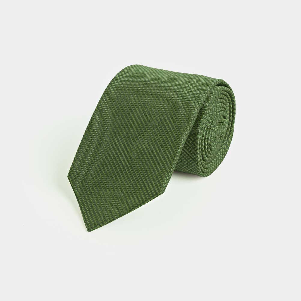 Green Small Houndstooth Wool Silk Blend Tie