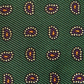 Green Small Paisley Motif Printed Silk Tie