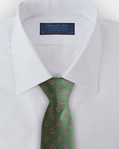 Green Small Paisley Motif Printed Silk Tie