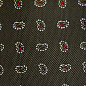 Green Small Paisley Motif Woven Silk Tie