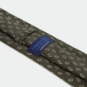 Green Small Paisley Motif Woven Silk Tie