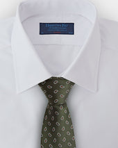 Green Small Paisley Motif Woven Silk Tie