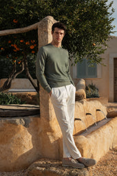 Green Superlight Cashmere Round Neck Made In Italy