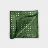 Green & White Medium Spot Silk Pocket Square