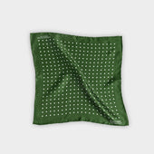 Green White Medium Spot Silk Pocket Square