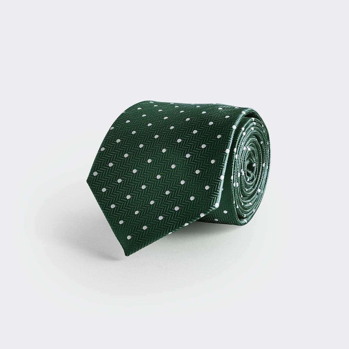 White Spot Herringbone Silk Tie
