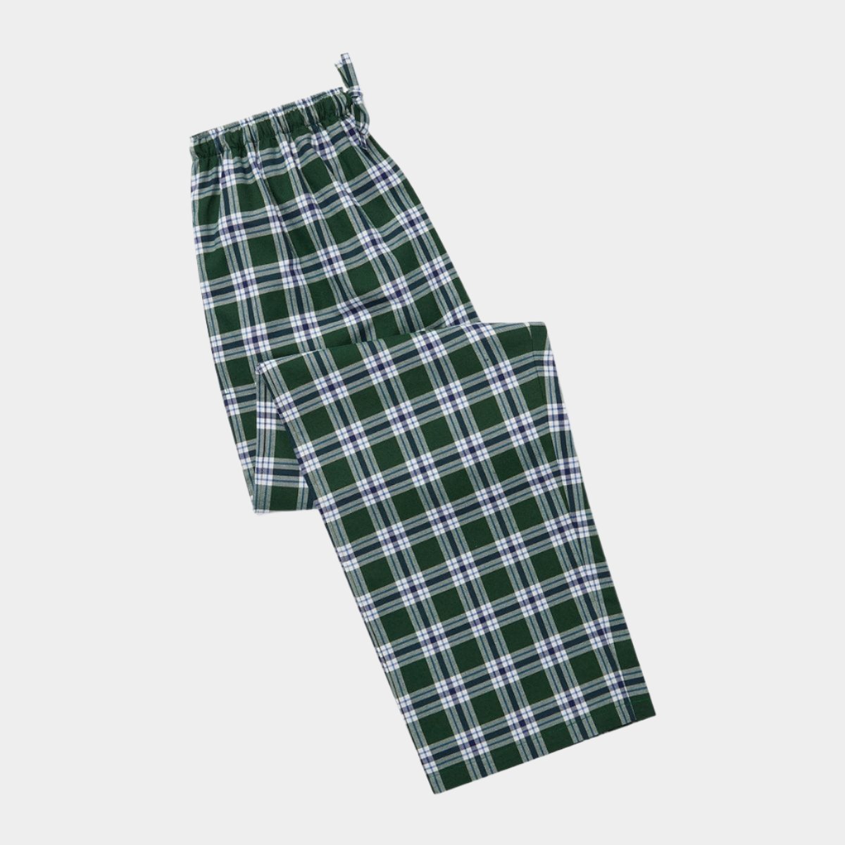 Green Navy White Check Brushed Cotton Pyjama Bottoms