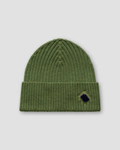 Grüne Woll-Beanie mit Logo