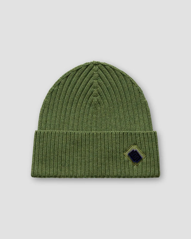 Grüne Woll-Beanie mit Logo