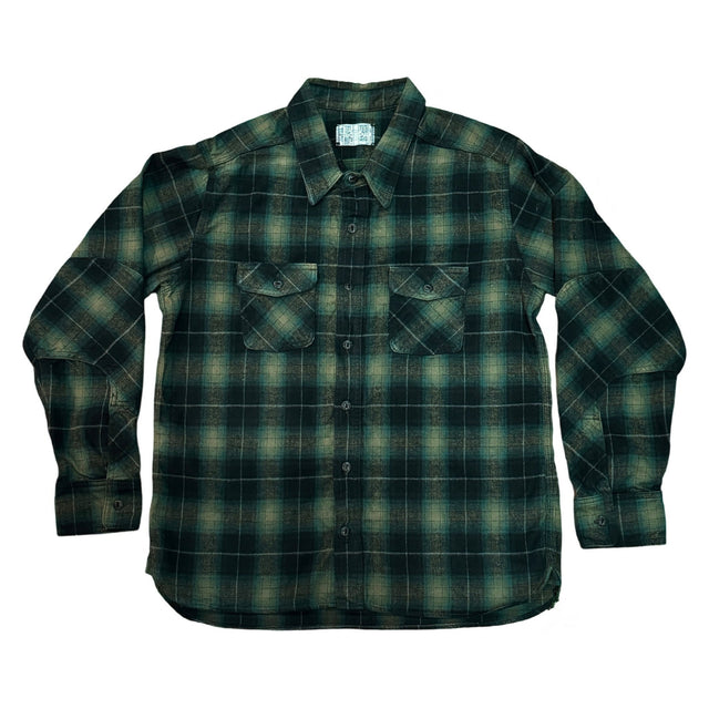 Green Shadow Plaid Japanese Cotton Flannel Dustbowl Work shirt