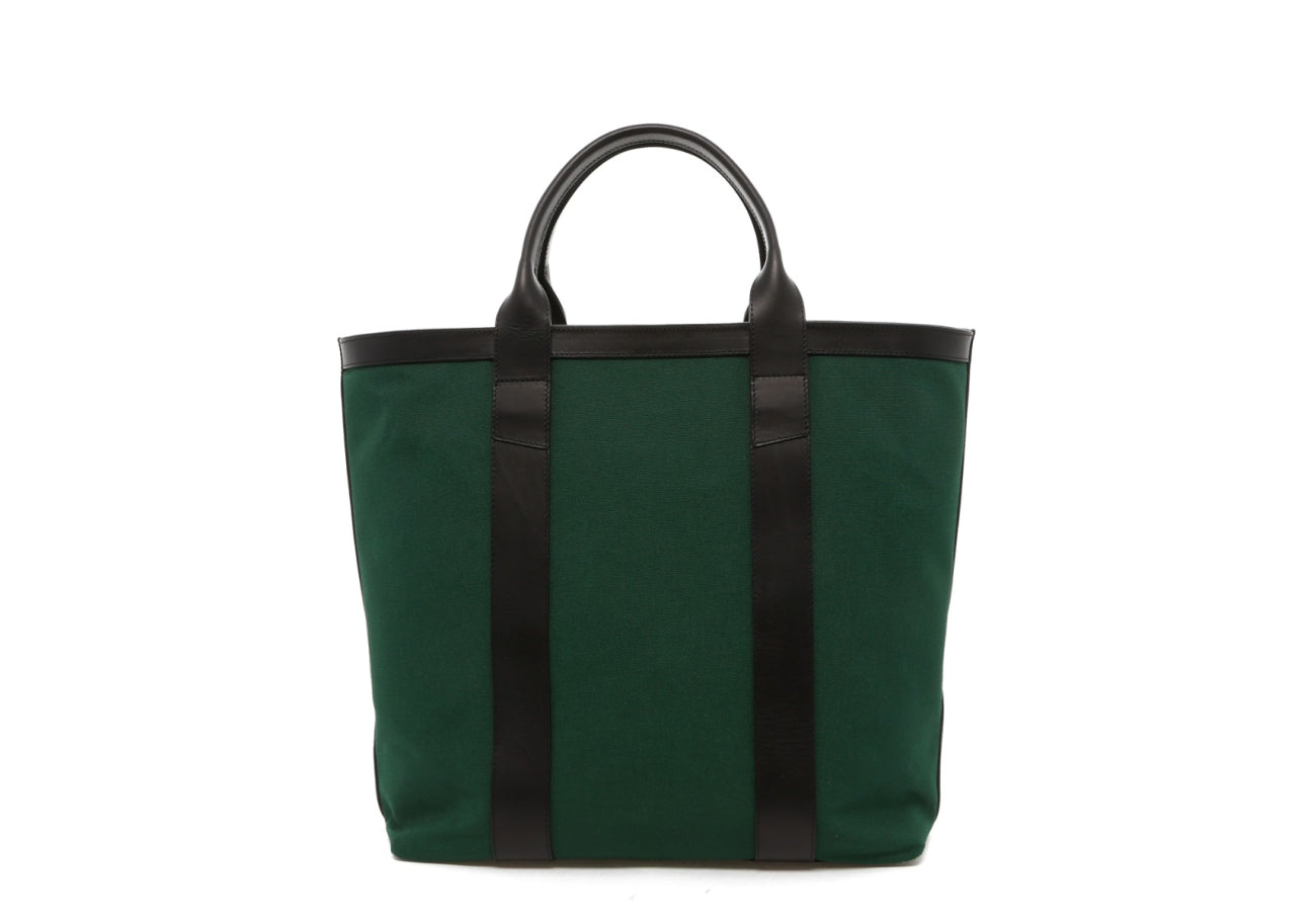 Tall Tote - Green Canvas / Black Trim - Zipper Top - Shorter Handles