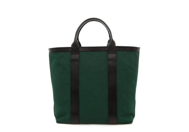 Tall Tote - Green Canvas / Black Trim - Zipper Top - Shorter Handles