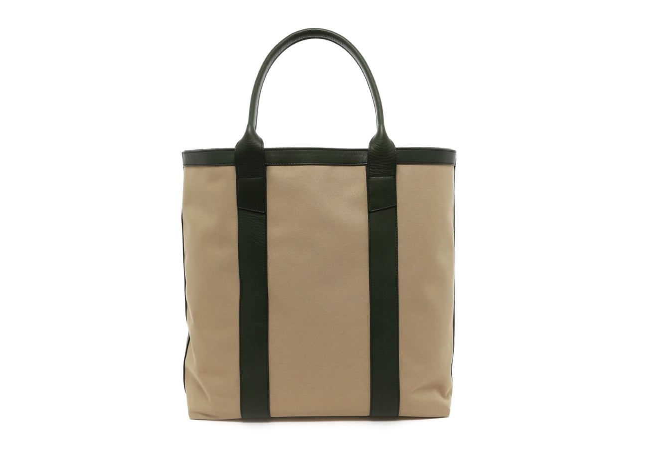 Tall Tote - Greenish Khaki/Green Trim