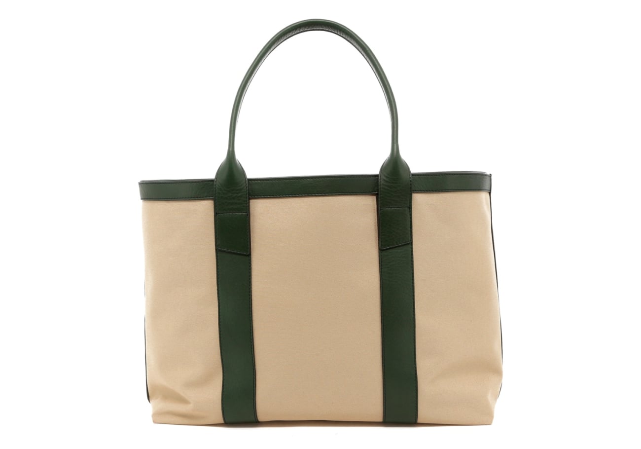 Large Working Tote - Greenish Khaki/Green Trim - Twill
