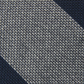 Block Stripe Grenadine / Garza Fina Bespoke Tie - Navy / Grey Mottled