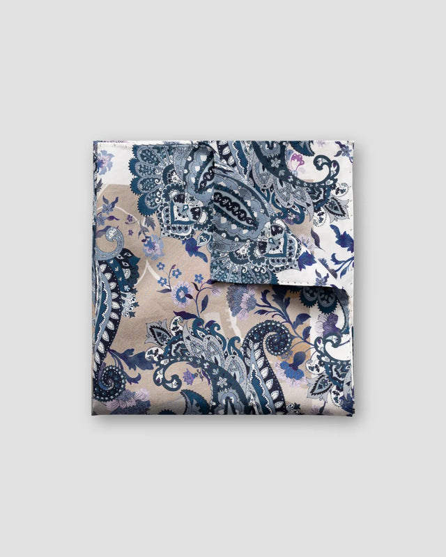 Grey & beige paisley pocket square