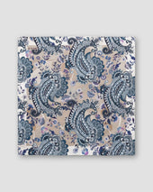 Grey & beige paisley pocket square